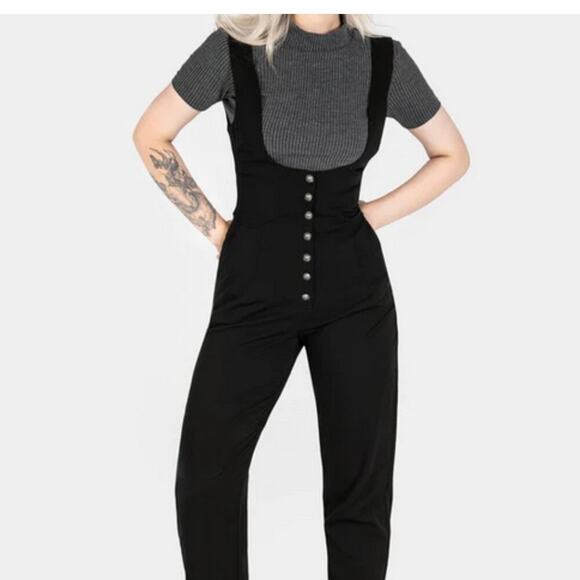 Disturbia Pants - Disturbia US Size 10 Black Alicia Tailored Suspender Jumpsuit